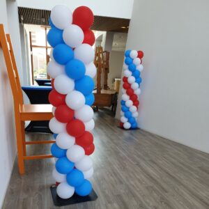 Ballonnen pilaar hoog rood/wit/blauw zonder top